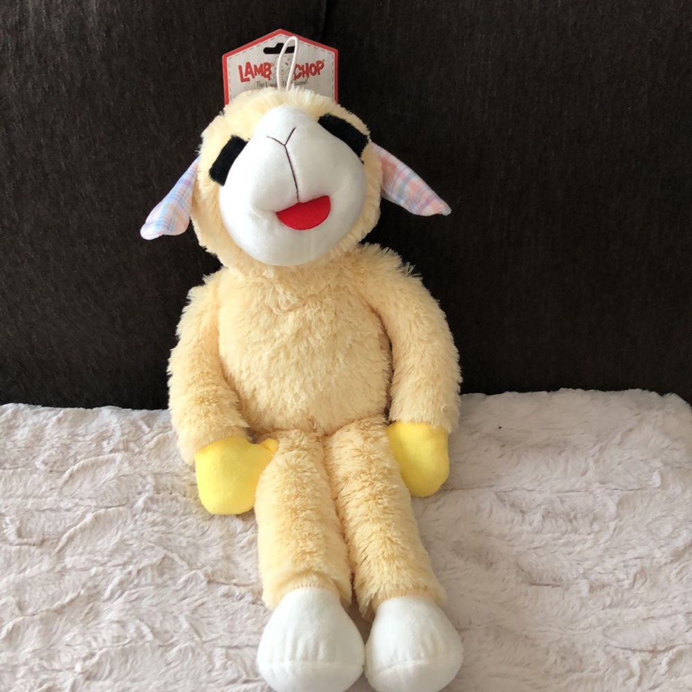 Yellow Plush EASTER Lamb Chop DOG Toy